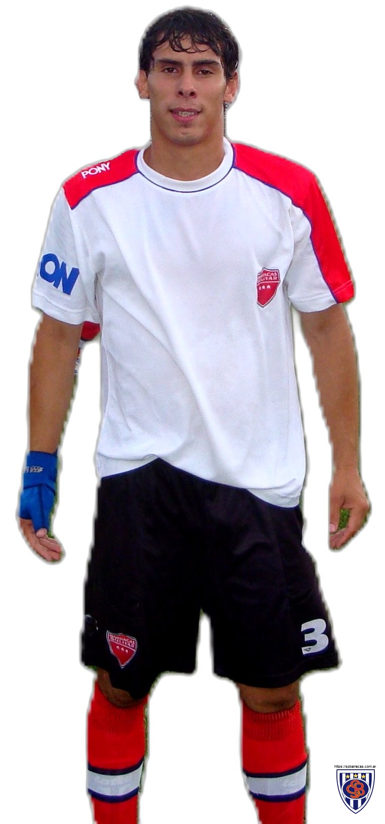 Gonzalo Benítez, luciendo la tercera camiseta suplente de Sportivo Barracas Bolívar.