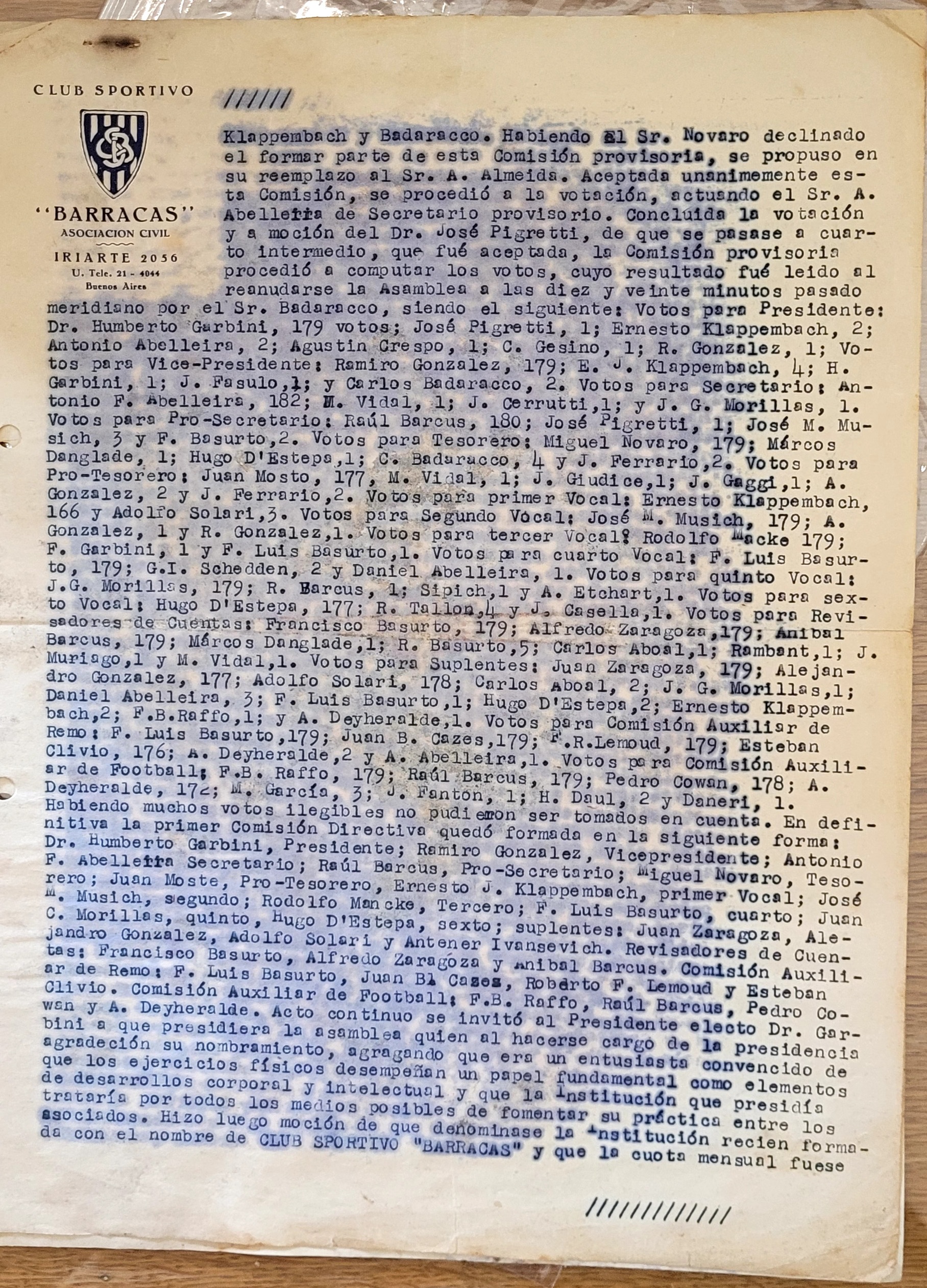 Acta de fundación de Sportivo Barracas - página 2