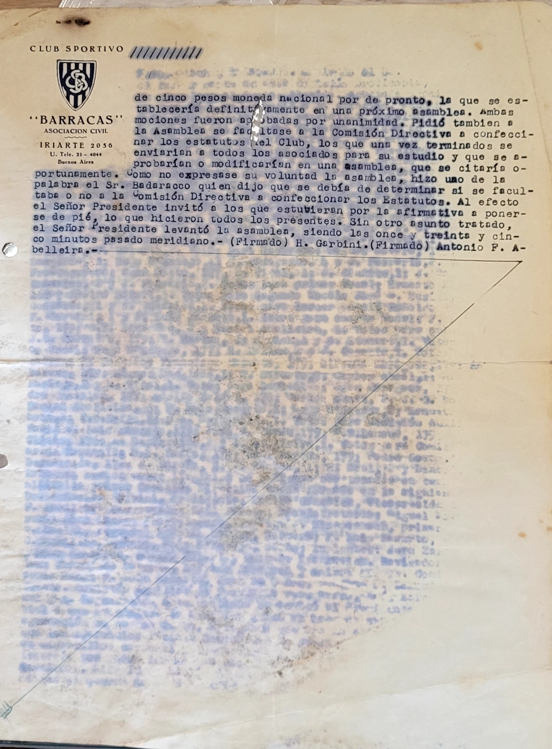 Acta de fundación de Sportivo Barracas - página 3