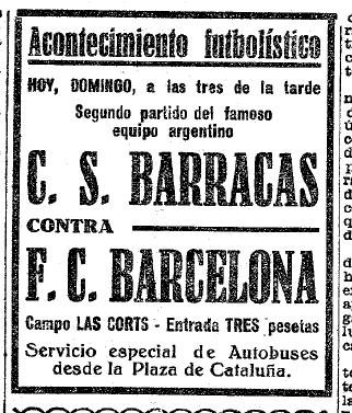 Afiche del partido en Barcelona 1929